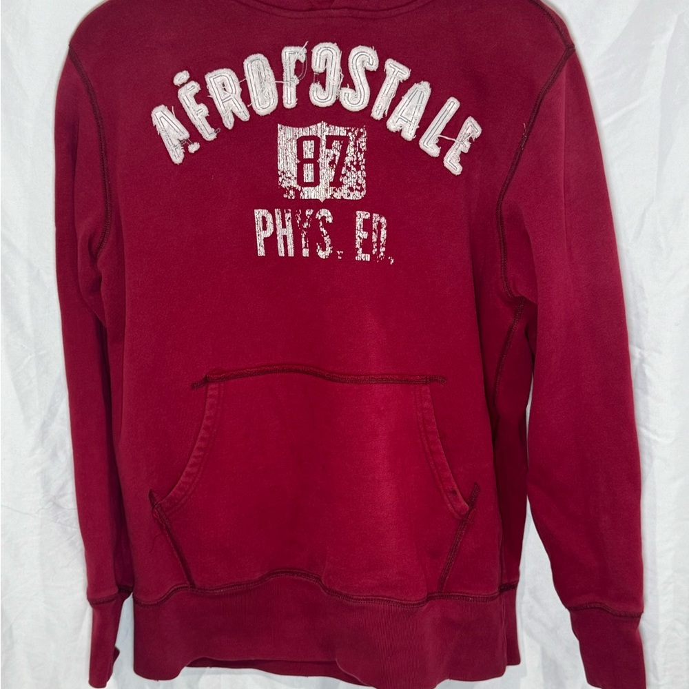 Aeropostale Women's M Distressed Burgundy Hooded Sweater